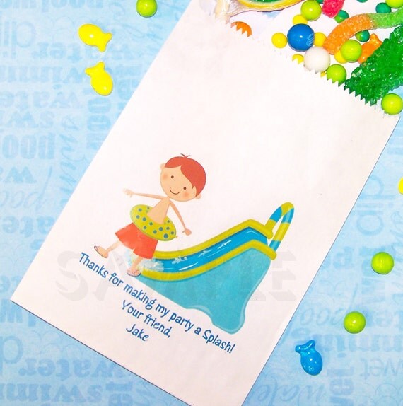Waterslide Pool Birthday Party Favor Bags Goody Bags Set of 25 Il_570xn