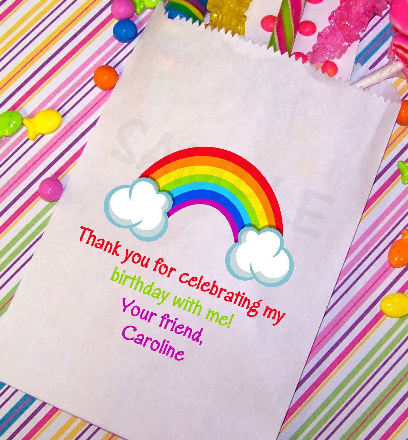 Rainbow Birthday Party, Candy Bags, Party Favors , Goody Bags, Set of 25 Il_570xn