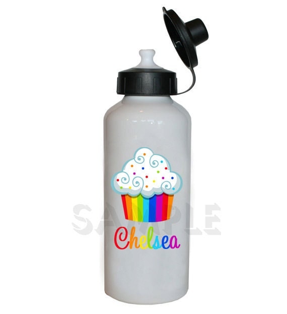 Rainbow Cupcake Water Bottle Cupcake Personalized Water Bottle Il_570xn