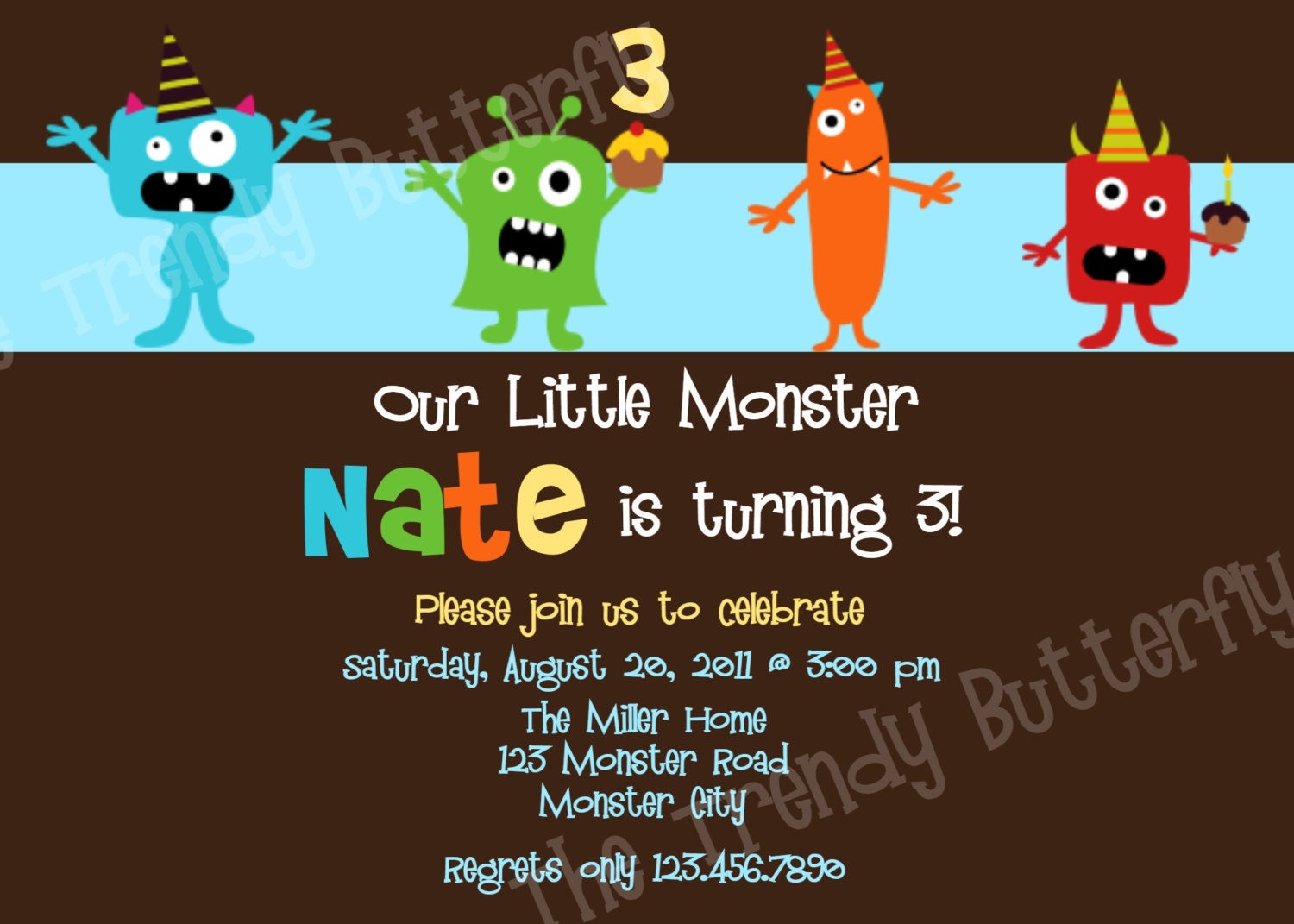 Monster Birthday Invitation with Photo Printable Invitation by The Trendy Butterfly