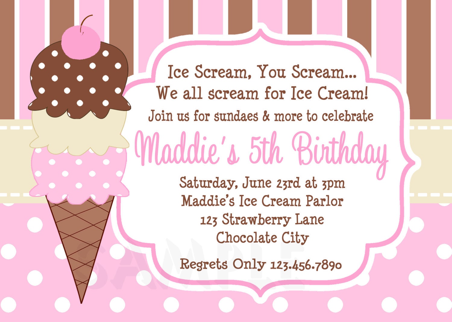 Ice Cream Birthday Invitations Ice Cream Birthday Party Invitations Printable