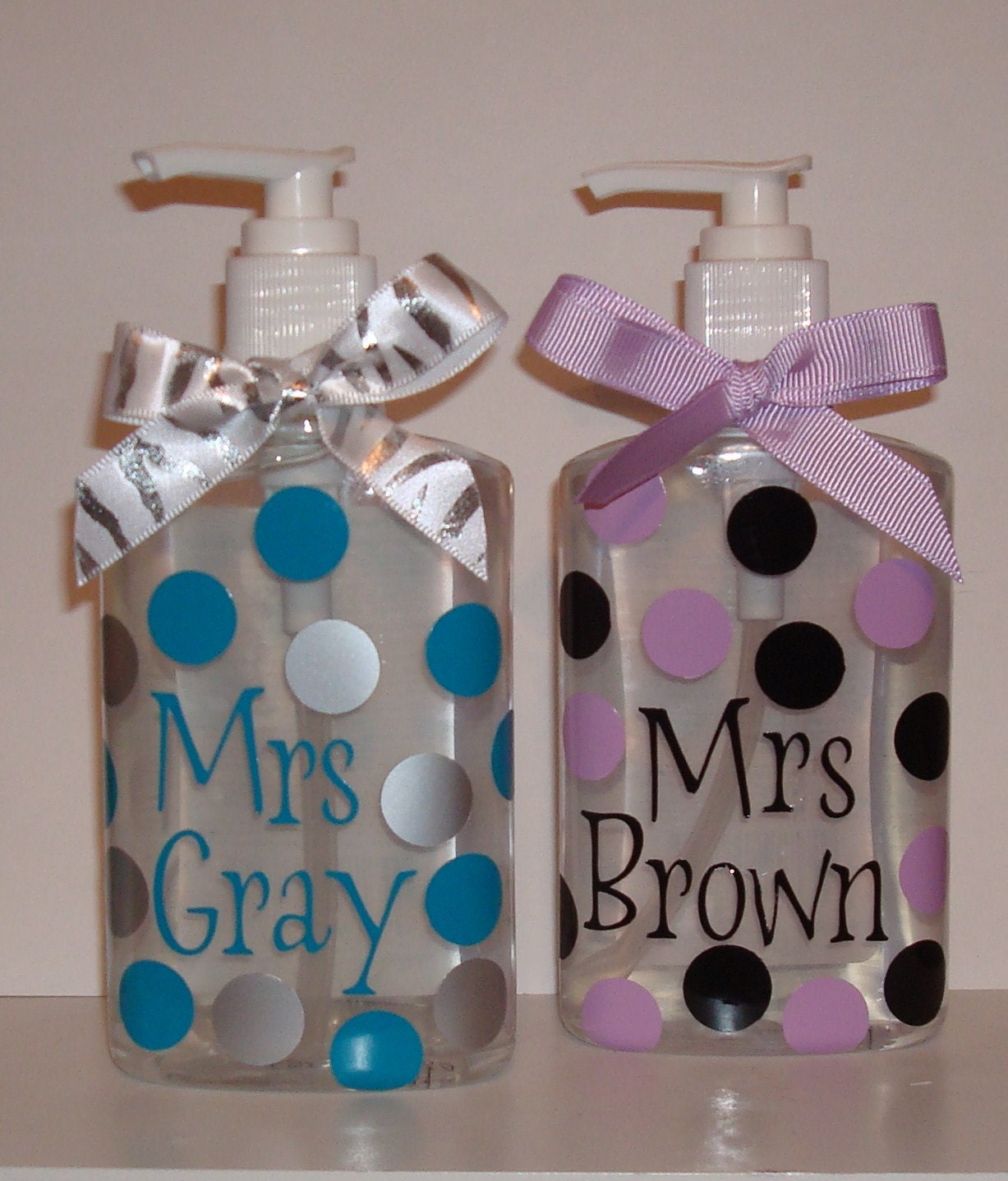 SET OF 2 personalized polka dot hand sanitizer  8 oz. wedding gift teacher shower GIFT