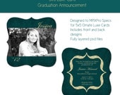 AQUATICA-3 Senior Graduation Announcment - Perfect for Photographers - 5x5 Flat - Two Sided - Square