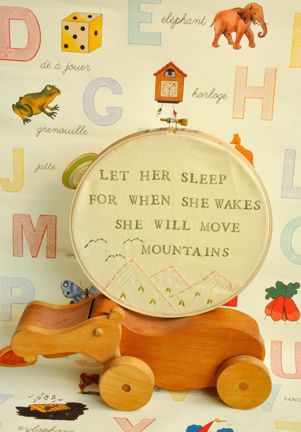 Let Her Sleep, For When She Wakes, She Will Move Mountains - Modern Baby Wall Art