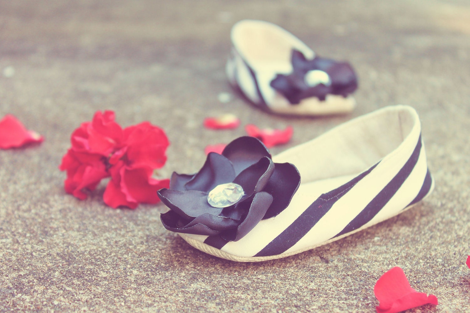Baby Girl Shoes Toddler Shoes Soft Soled Shoes Spring Shoes Summer Shoes Black Shoes White Shoes Striped Shoes- Hollywood Glam - BitsyBlossom