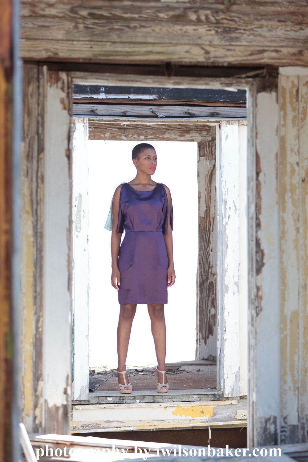 Eco Friendly Hemp Silk Open Dolman Sleeve Shift Dress with Pockets
