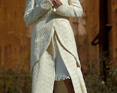 Winter Wedding Coat with Detatchable Train and Optional Fur Collar (bridal jacket, wrap, organic, wool, hemp, eco, green)