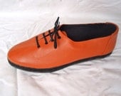Orange Lace up Flats- Sz. 6, DEADSTOCK, Hipster