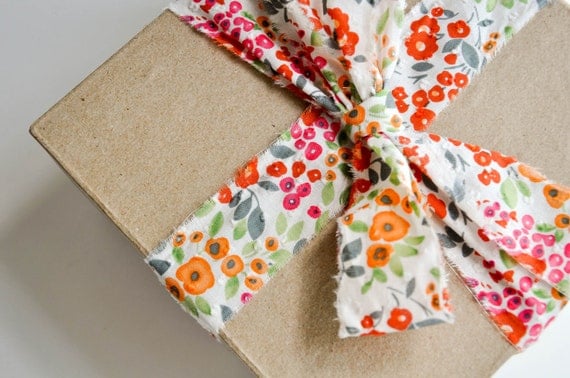 LAST CHANCE Floral Dot Fabric Ribbon