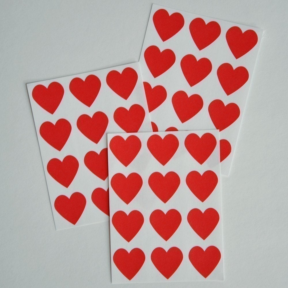 144 Red Heart Stickers - FREE SHIPPING