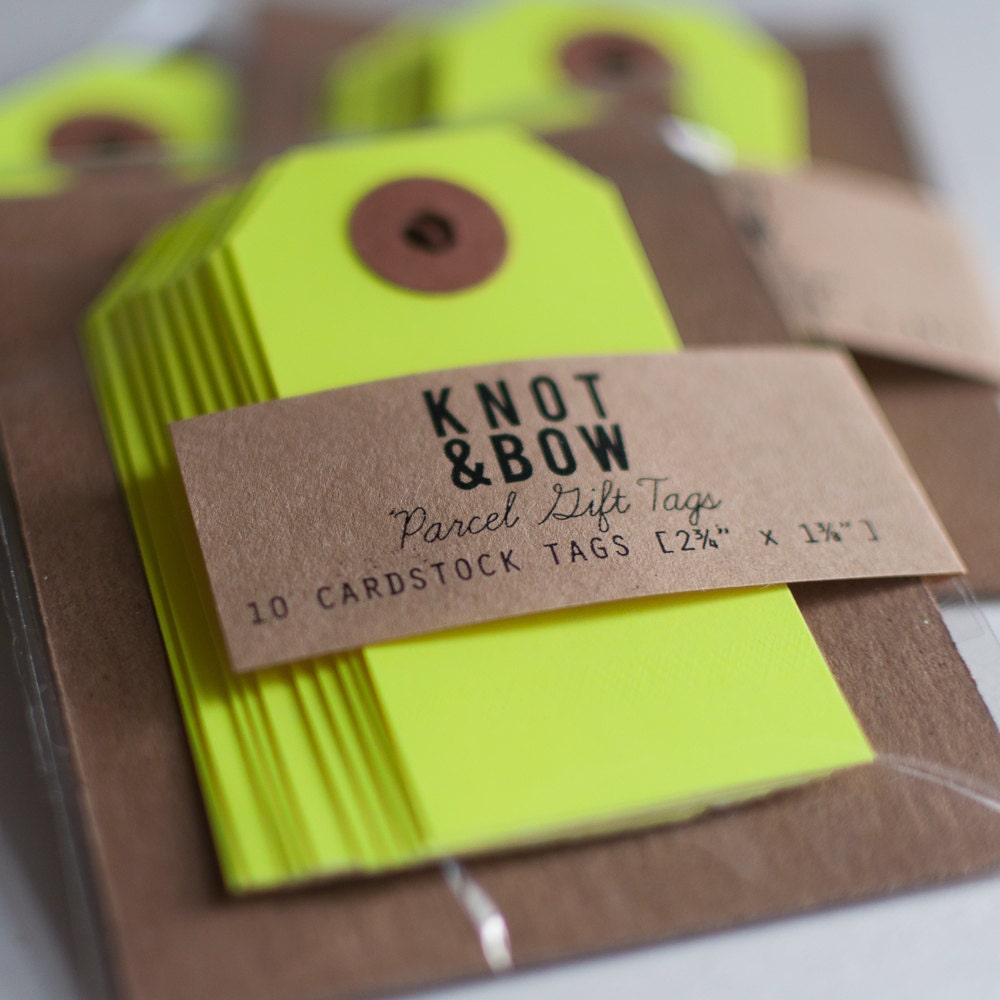 Neon Yellow Parcel Gift Tags / Set of 10