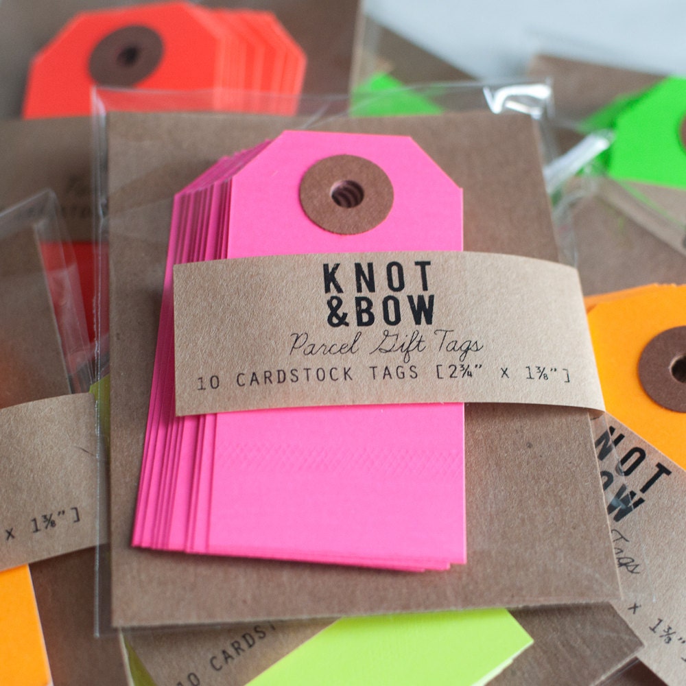 Neon Yellow Parcel Gift Tags / Set of 10
