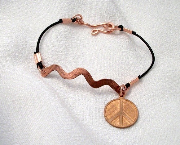 copper and leather bracelet
