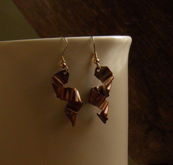 silver,copper and gold spiral earrings