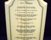 Pet Owner Plaque -  Ten Commandments