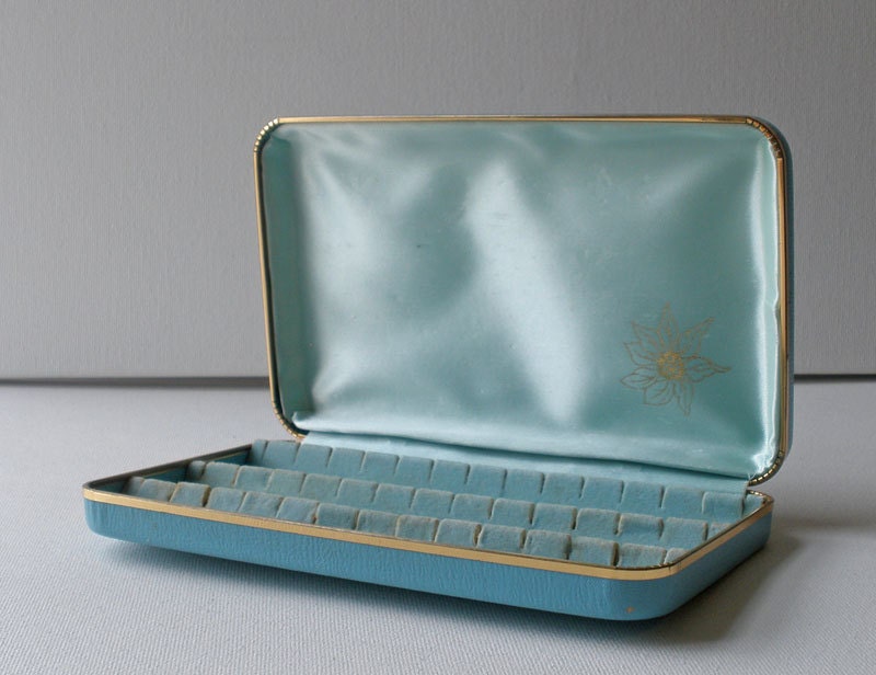 Vintage 60s Blue Earring Jewelry Case