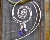Silver Spiral Earrings with Iolite Dangles. Jewelry by FullSpiral on Etsy.