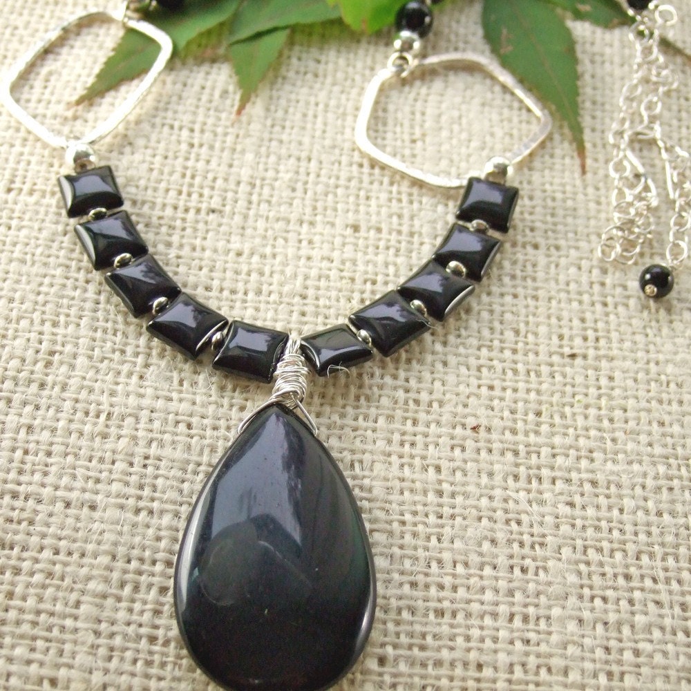 Black Onyx and Sterling Silver Chain Necklace