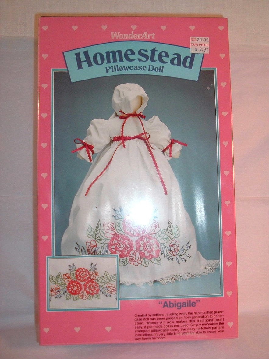 WonderArt Homestead Pillowcase Doll Kit, Abigaile, New in Package