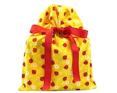 Bright Yellow Reusable Cloth Gift Bag with Ladybugs