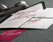Sweeping Script Modern Wedding Invitation shown in Hot Pink, Black, White and Silver, Build-Your-Invite Collection - SAMPLE