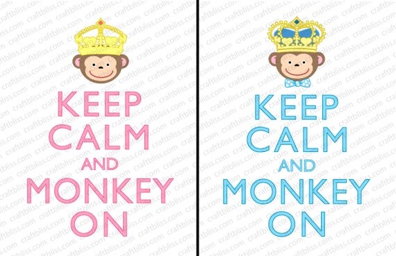 Decorative Boy and Girl With Crowns Monkey On Keep Calm and Carry On Inspired Digital Download for Printing 8.5 x 11 Il_570xn