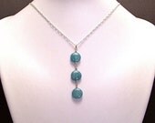 Aquamarine Triple Coin Lariat necklace - N543