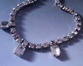 50s deco FEMININE Art Deco Beautiful 50s Clear Sparkly Rhinestone Choker Necklace Genuine Vintage Jewelry artedellamoda SALE was 25