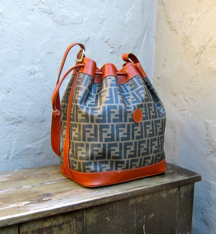 Vintage Authentic Fendi Large Bucket Bag w/Zucca by Trustfund21
