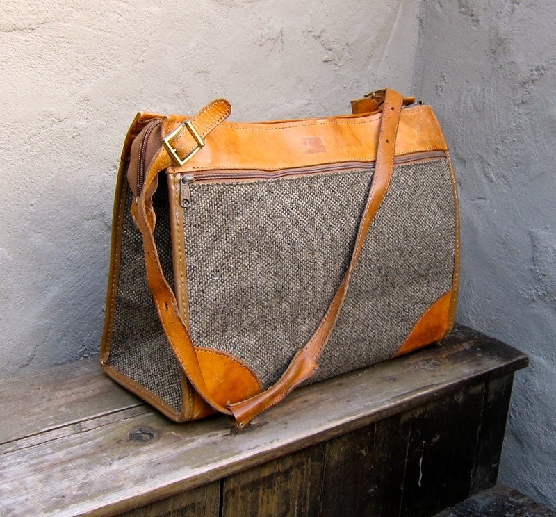 Reserved for planesofpaper Please do not purchase Vintage Hartmann Tweed and Leather Carry On Travel Bag