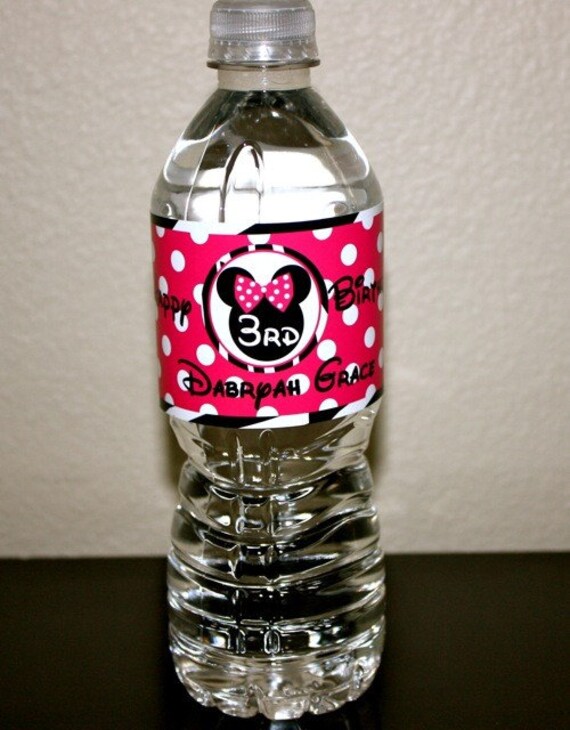 25 Minnie Diva Water Bottle Labels Il_570xn