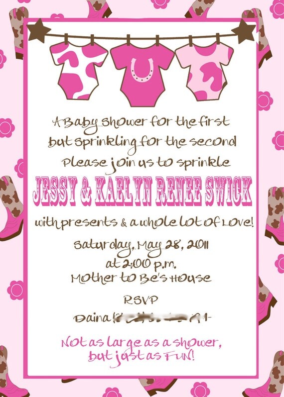 Cowgirl Baby Shower or Sprinkle Printable Invitation Il_570xn