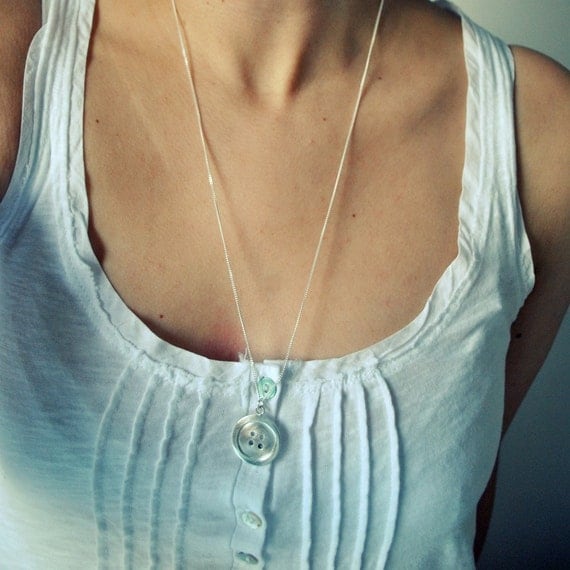 Silver Button Necklace - Handmade Pendant with Chain in Sterling Silver - Arts & Crafts - Gift for the Crafty Person