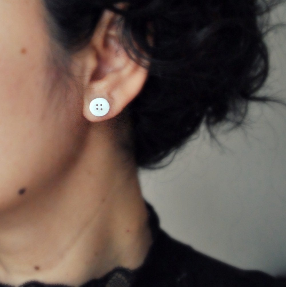 Button Stud Earrings in sterling silver