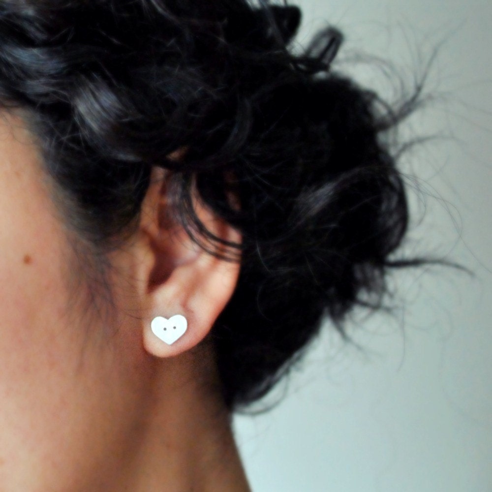 Heart Buttons - Stud Earrings