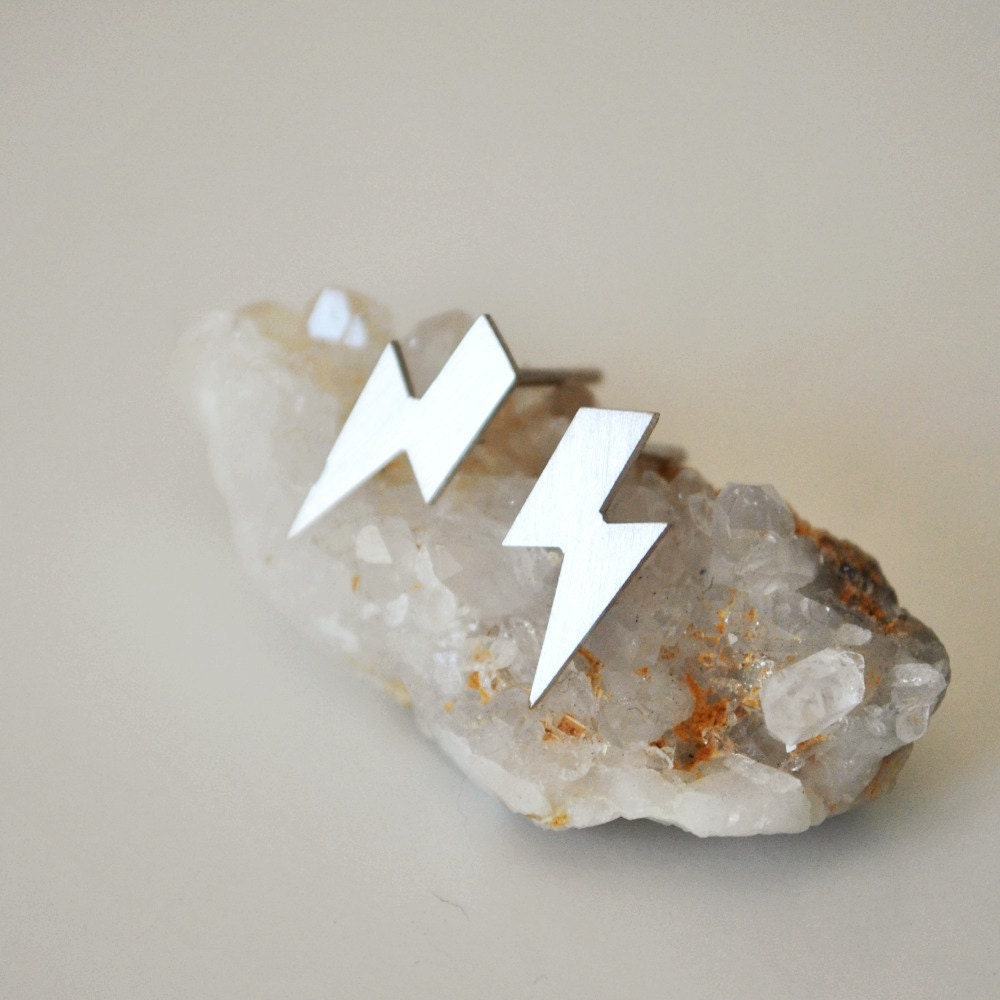 Lightning Bolt Stud Earrings in Sterling Silver