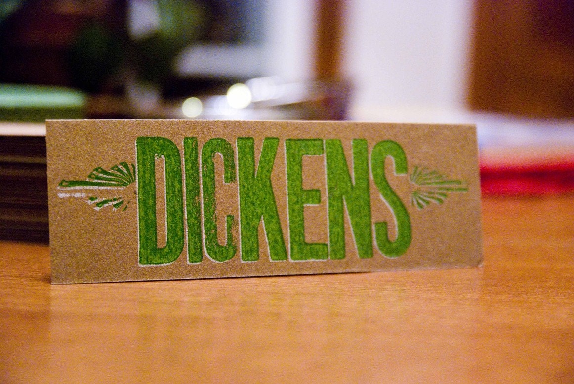 Charles Dickens letterpress bookmark