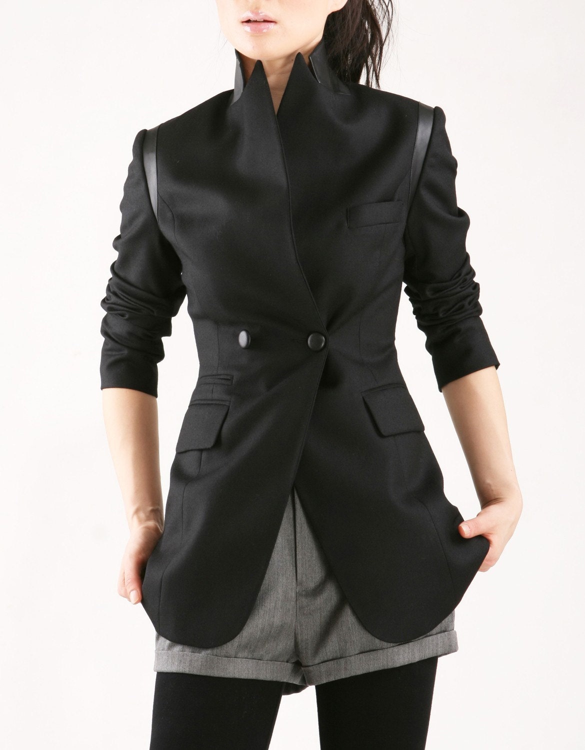 Classic black jacket with leather