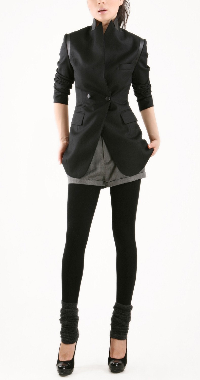 Classic black jacket with leather