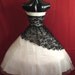 Vintage 1950's 50s STRAPLESS Black White Lace Tulle Party Prom Wedding Dress