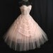Vintage 50's 50s STRAPLESS Pink Tulle Lace Ribbon Party PROM Wedding DRESS Gown