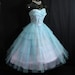 Vintage 1950's 50s STRAPLESS Bombshell Layered Tiers Turquoise Blue Tulle Lace PROM Party Wedding Dress