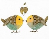 Watercolor BIRDS No.18 - Original Painting by Lorisworld - Print Limited edition (10 x 8 inches)