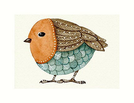 Aceo Watercolor Original Art - BIRD No.9 - Painted by Lorisworld