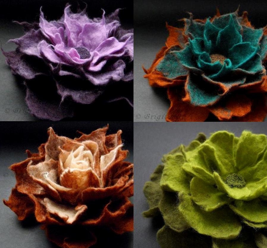 Any 4 Felt Flower Brooches