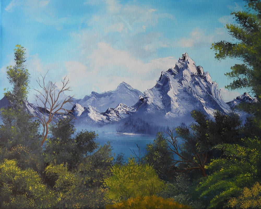 Mountain Morning Original Oil Painting on 16 x 20 Canvas, Signed - Mountain River Landscape