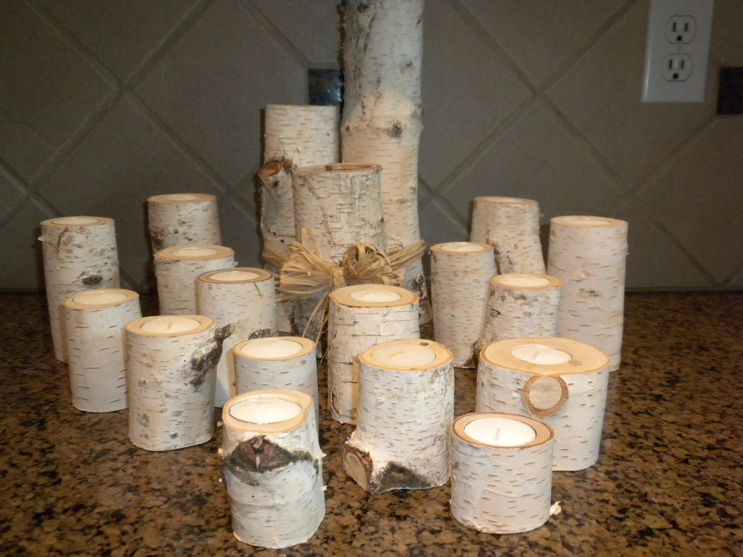 White Birch Votive Candle Holders Perfect for Weddings, Christmas Decorations, Centerpieces