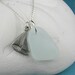 Sea Glass Pendant Necklace Pale Aqua Pewter Sailboat