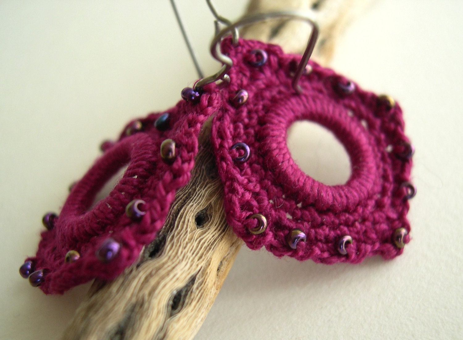 Fuchsia Square Earrings - Mothers day gift - Pink Summer Fashion - gift for her - Boho Shabby Chic - Unique - Surgical Hooks - Glam earrings