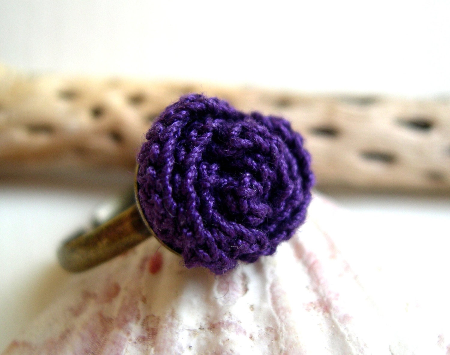 Buy cute gifts for girlfriends - Purple rose ring - Spring lace Fashion - Girlfriend cute gift idea - Adjustable Rose Ring - Mother's day gift - Crocheted rose ring